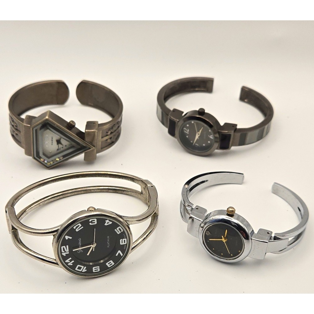 Lot of 4 Geneva, Narmi, Marco Max Women's Cuff/Bangle Watches. New Batteries.